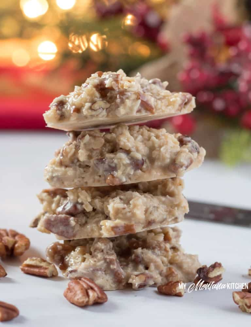 Holiday Praline No-Bake Cookies by My Montana Kitchen